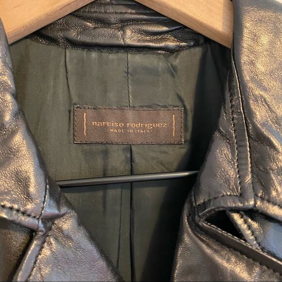 Vintage Narciso Rodriguez Black Soft Leather Double Breasted Mini Dress XS - Picture 13 of 15